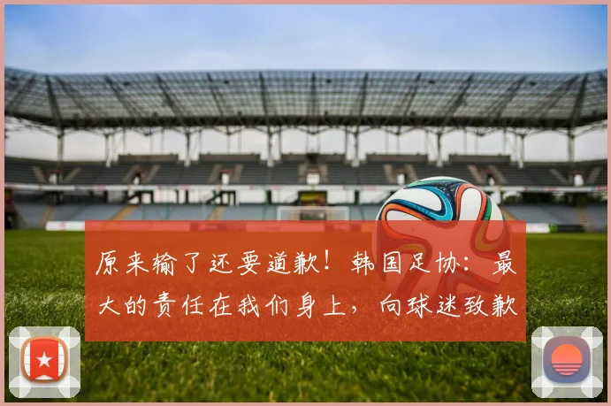 原来输了还要道歉！韩国足协：最大的责任在我们身上，向球迷致歉